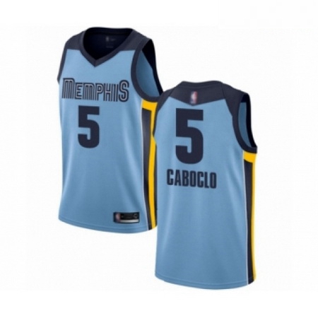 Mens Memphis Grizzlies 5 Bruno Caboclo Authentic Light Blue Basketball Jersey Statement Edition