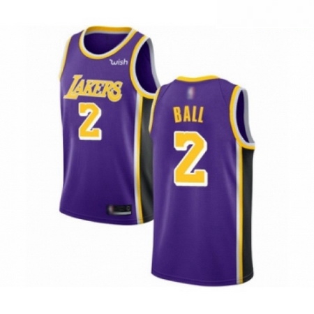 Mens Los Angeles Lakers 2 Lonzo Ball Authentic Purple Basketball