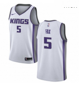 Mens Nike Sacramento Kings 5 DeAaron Fox Swingman White NBA Jersey Association Edition