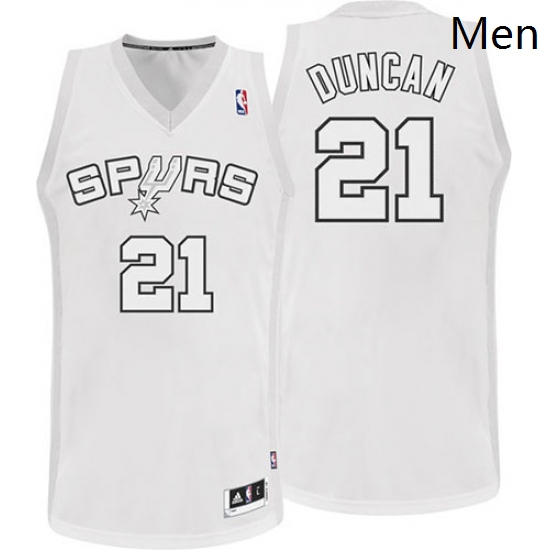 Mens Adidas San Antonio Spurs 21 Tim Duncan Authentic White Winter On Court NBA Jersey