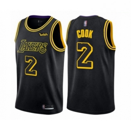 Mens Los Angeles Lakers 2 Quinn Cook Authentic Black City Edition Basketball Jersey