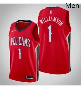 Mens Nike New Orleans Pelicans 1 Zion Williamson Red NBA Swingman Statement Edition Jersey