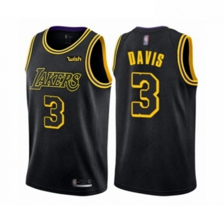 Mens Los Angeles Lakers 3 Anthony Davis Authentic Black City Edition Basketball Jersey