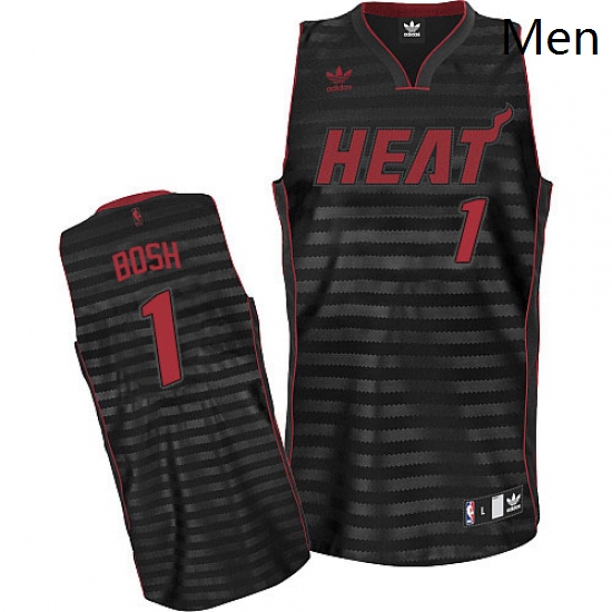 Mens Adidas Miami Heat 1 Chris Bosh Swingman BlackGrey Groove NBA Jersey