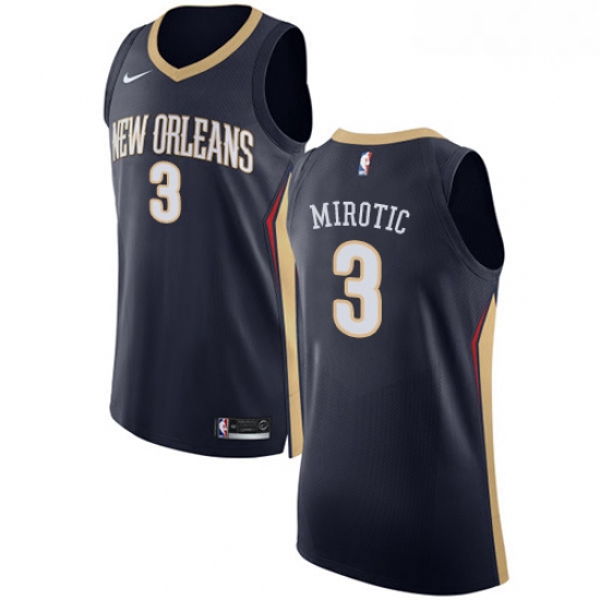 Mens Nike New Orleans Pelicans 3 Nikola Mirotic Authentic Navy B