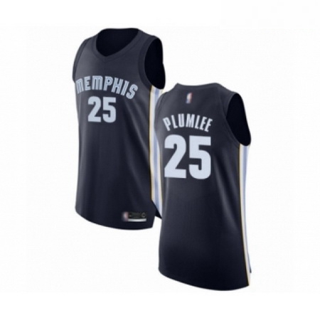 Mens Memphis Grizzlies 25 Miles Plumlee Authentic Navy Blue Basketball Jersey Icon Edition