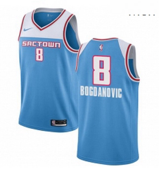 Mens Nike Sacramento Kings 8 Bogdan Bogdanovic Swingman Blue NBA Jersey 2018 19 City Edition