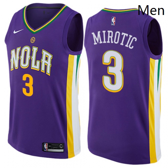 Mens Nike New Orleans Pelicans 3 Nikola Mirotic Authentic Purple NBA Jersey City Edition