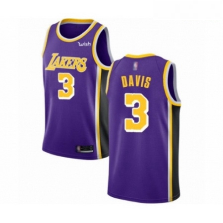 Mens Los Angeles Lakers 3 Anthony Davis Authentic Purple Basketball Jersey Statement Edition