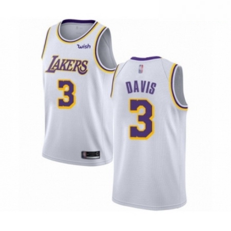 Mens Los Angeles Lakers 3 Anthony Davis Authentic White Basketball Jersey Association Edition