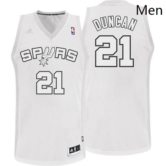 Mens Adidas San Antonio Spurs 21 Tim Duncan Swingman White Winter On Court NBA Jersey