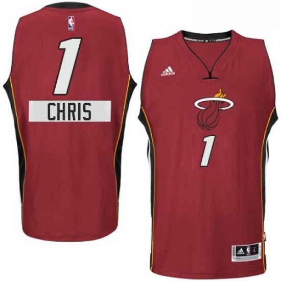Mens Adidas Miami Heat 1 Chris Bosh Swingman Red 2014 15 Christm