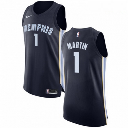 Mens Nike Memphis Grizzlies 1 Jarell Martin Authentic Navy Blue Road NBA Jersey Icon Edition