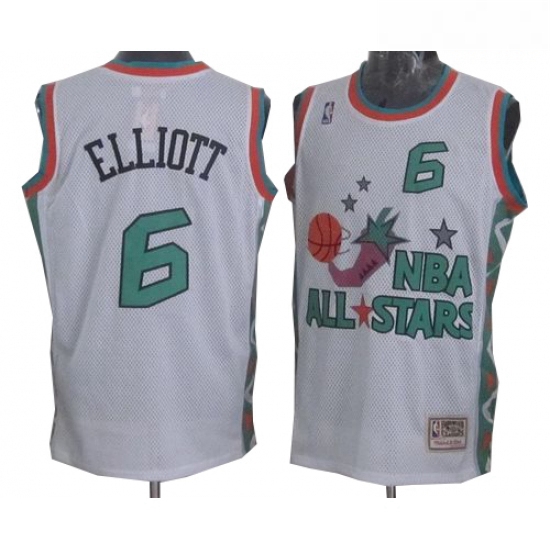 Mens Mitchell and Ness San Antonio Spurs 6 Sean Elliott Authentic White 1996 All Star Throwback NBA 