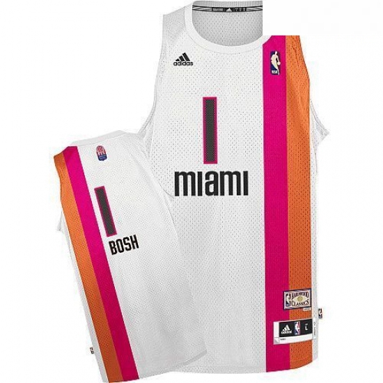 Mens Adidas Miami Heat 1 Chris Bosh Swingman White ABA Hardwood 