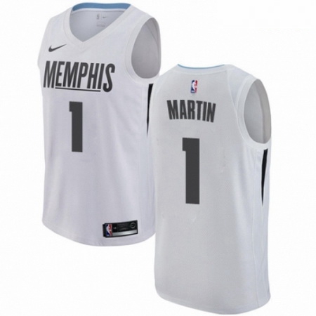 Mens Nike Memphis Grizzlies 1 Jarell Martin Swingman White NBA Jersey City Edition