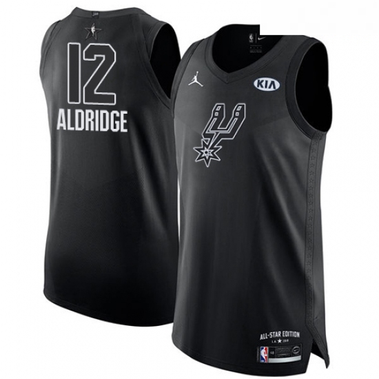 Mens Nike Jordan San Antonio Spurs 12 LaMarcus Aldridge Authentic Black 2018 All Star Game NBA Jerse