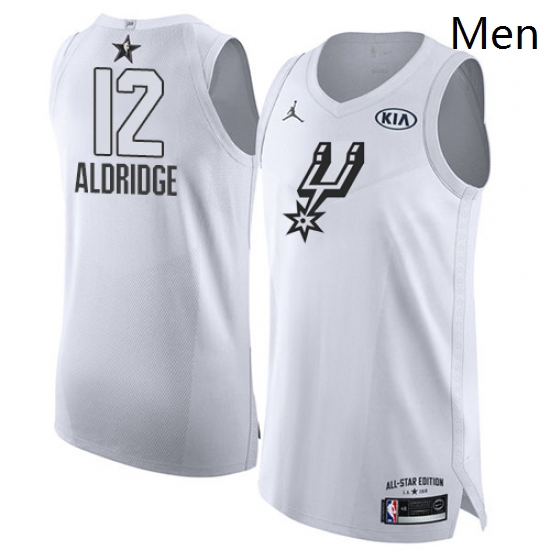 Mens Nike Jordan San Antonio Spurs 12 LaMarcus Aldridge Authentic White 2018 All Star Game NBA Jerse