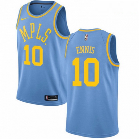 Mens Nike Los Angeles Lakers 10 Tyler Ennis Authentic Blue Hardwood Classics NBA Jersey