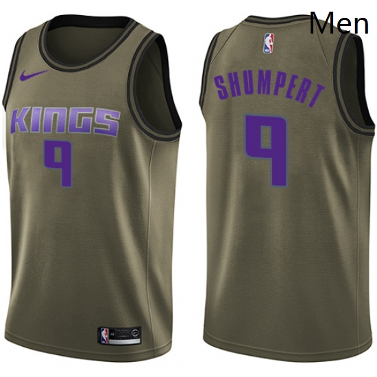 Mens Nike Sacramento Kings 9 Iman Shumpert Swingman Green Salute to Service NBA Jersey