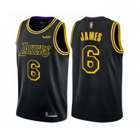 Mens Los Angeles Lakers 6 LeBron James Authentic Black City Edition Basketball Jersey