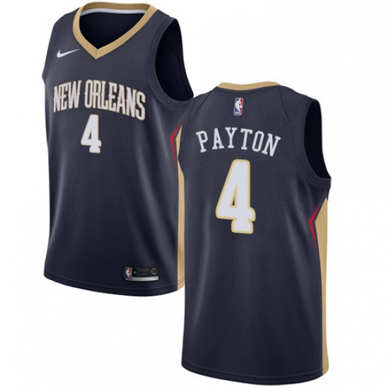 Mens Nike New Orleans Pelicans 4 Elfrid Payton Swingman Navy Blue NBA Jersey Icon Edition