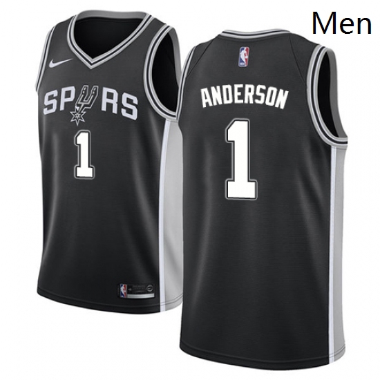 Mens Nike San Antonio Spurs 1 Kyle Anderson Swingman Black Road 