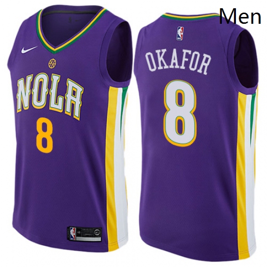 Mens Nike New Orleans Pelicans 8 Jahlil Okafor Swingman Purple NBA Jersey City Edition