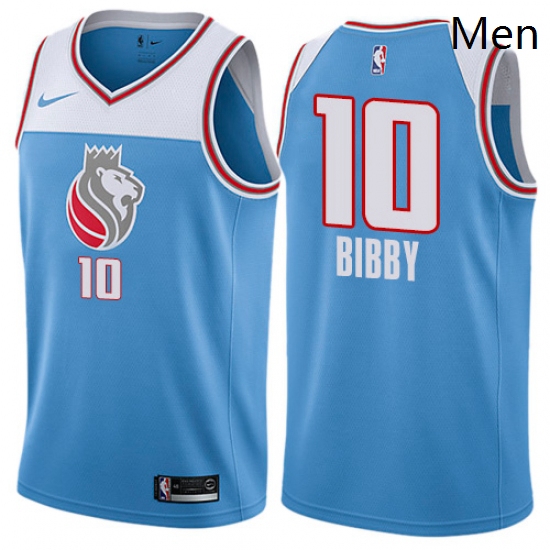 Mens Nike Sacramento Kings 10 Mike Bibby Swingman Blue NBA Jersey City Edition