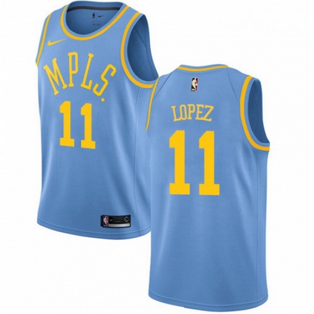 Mens Nike Los Angeles Lakers 11 Brook Lopez Authentic Blue Hardw