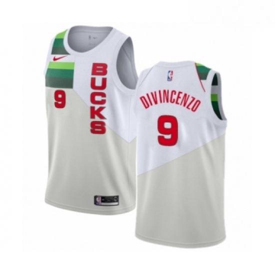 Mens Nike Milwaukee Bucks 9 Donte DiVincenzo White Swingman Jers