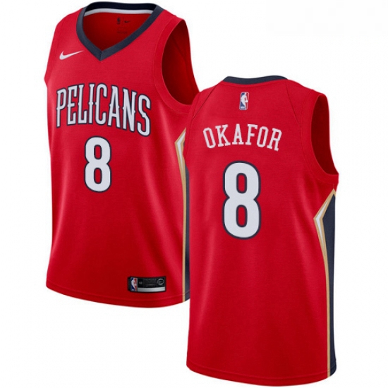 Mens Nike New Orleans Pelicans 8 Jahlil Okafor Swingman Red NBA 
