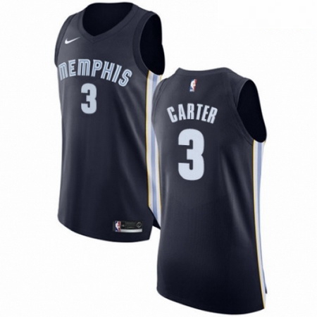 Mens Nike Memphis Grizzlies 3 Jevon Carter Authentic Navy Blue Road NBA Jersey Icon Edition