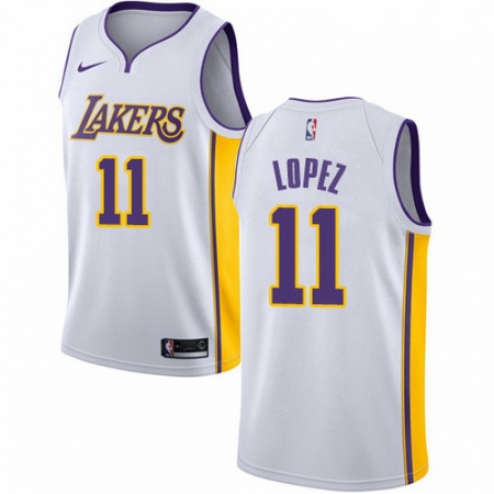 Mens Nike Los Angeles Lakers 11 Brook Lopez Authentic White NBA 