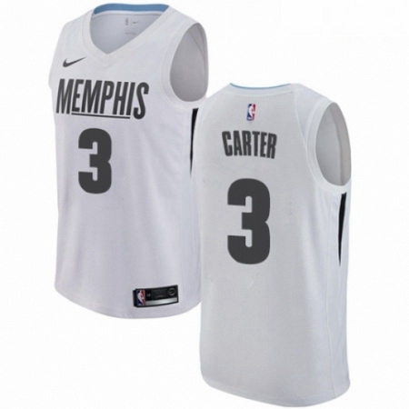 Mens Nike Memphis Grizzlies 3 Jevon Carter Authentic White NBA Jersey City Edition