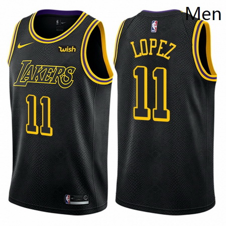 Mens Nike Los Angeles Lakers 11 Brook Lopez Swingman Black City Edition NBA Jersey