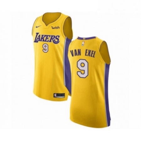 Mens Los Angeles Lakers 9 Nick Van Exel Authentic Gold Home Bask