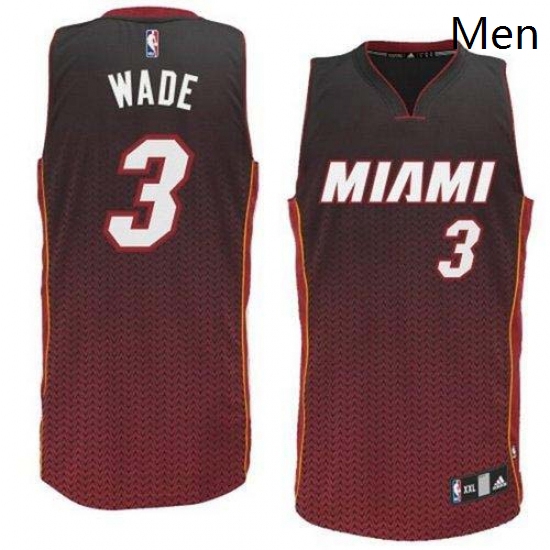 Mens Adidas Miami Heat 3 Dwyane Wade Authentic Black Resonate Fashion NBA Jersey