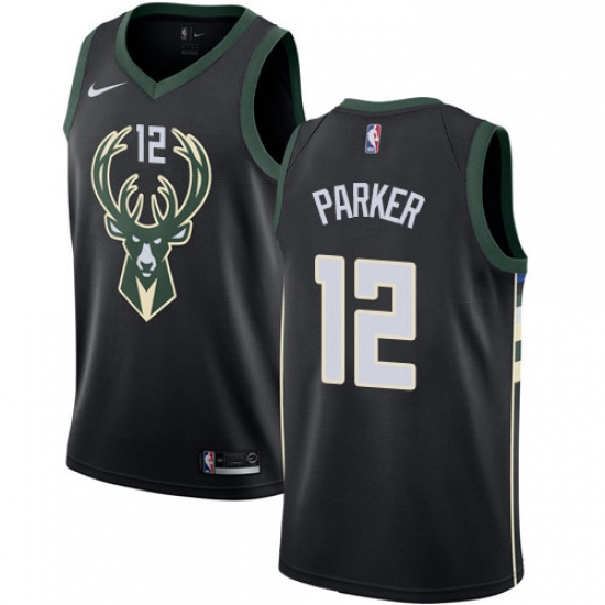Mens Nike Milwaukee Bucks 12 Jabari Parker Authentic Black Alter