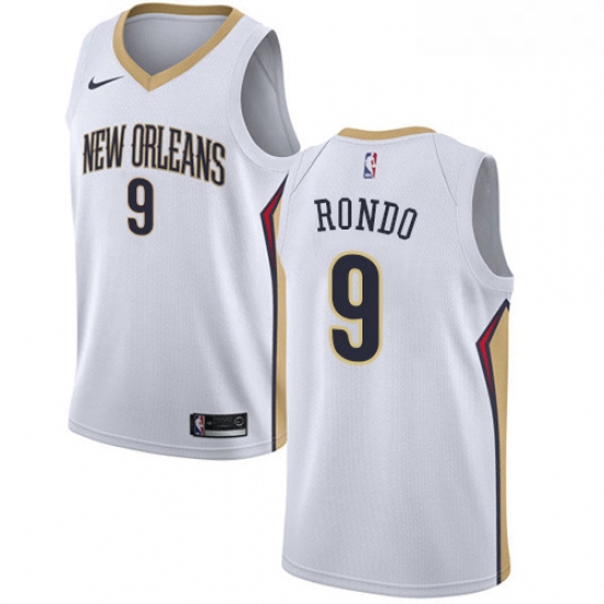 Mens Nike New Orleans Pelicans 9 Rajon Rondo Authentic White Hom
