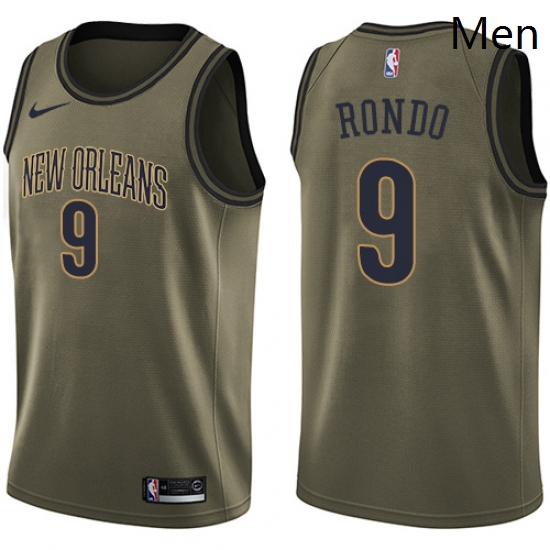 Mens Nike New Orleans Pelicans 9 Rajon Rondo Swingman Green Salute to Service NBA Jersey