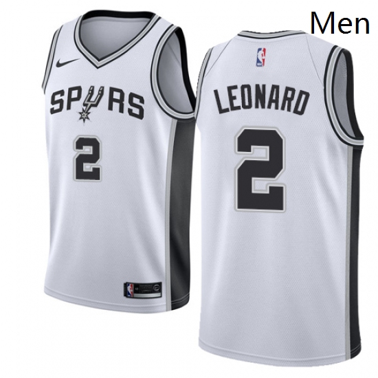 Mens Nike San Antonio Spurs 2 Kawhi Leonard Authentic White Home