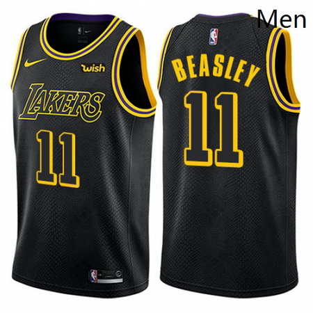 Mens Nike Los Angeles Lakers 11 Michael Beasley Swingman Black City Edition NBA Jersey