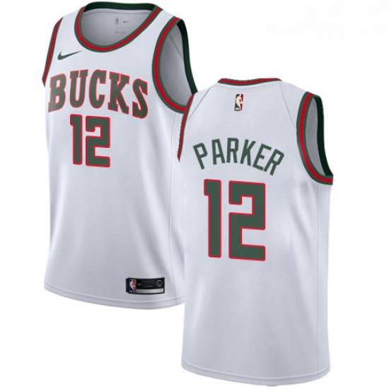 Mens Nike Milwaukee Bucks 12 Jabari Parker Swingman White Fashion Hardwood Classics NBA Jersey
