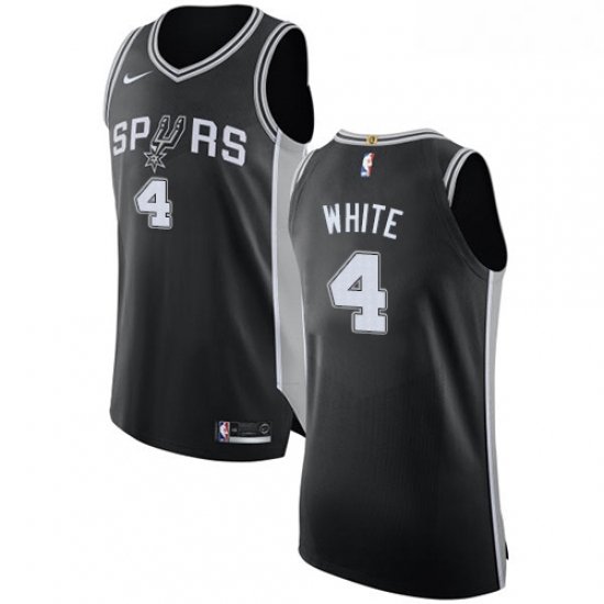 Mens Nike San Antonio Spurs 4 Derrick White Authentic Black Road