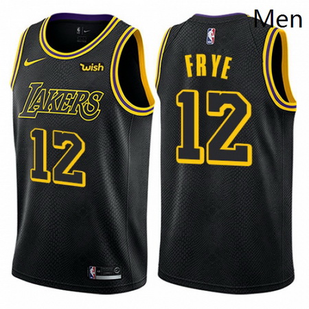 Mens Nike Los Angeles Lakers 12 Channing Frye Authentic Black City Edition NBA Jersey