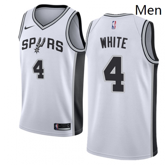 Mens Nike San Antonio Spurs 4 Derrick White Authentic White Home