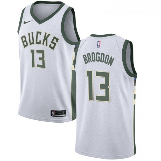 Mens Nike Milwaukee Bucks 13 Malcolm Brogdon Authentic White Hom