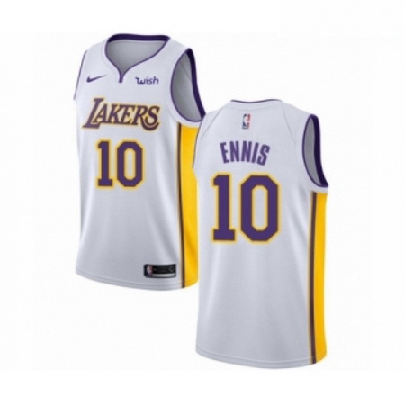 Mens Los Angeles Lakers 10 Tyler Ennis Authentic White Basketball Jersey Association Edition