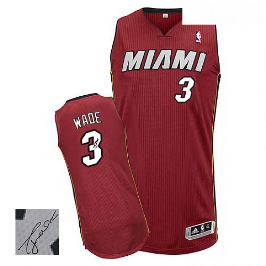 Mens Adidas Miami Heat 3 Dwyane Wade Authentic Red Alternate Aut